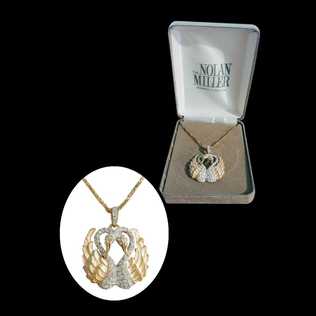 Vintage Nolan Miller Swan Necklace Elegant Boxed Gift 59$